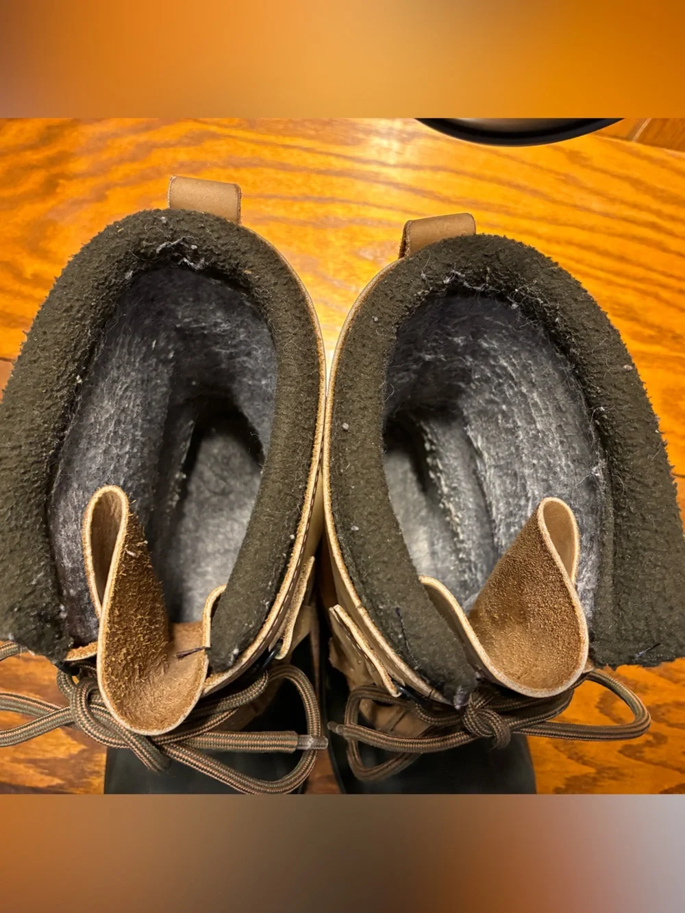 L.L. Bean Duck Snow Boots Removable Liners Brown Leather Green Rubber Men’s 11